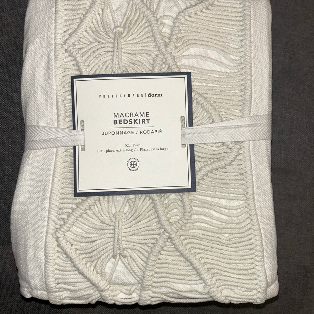 Pottery Barn Dorm Macrame Bedskirt in Ivory